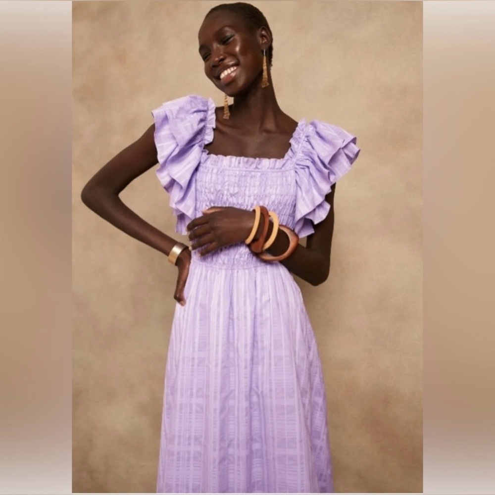 Banana Republic Smocked Purple Dress